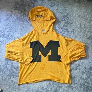 Victoria’s Secret PINK Michigan yellow and blue logo crop sweater